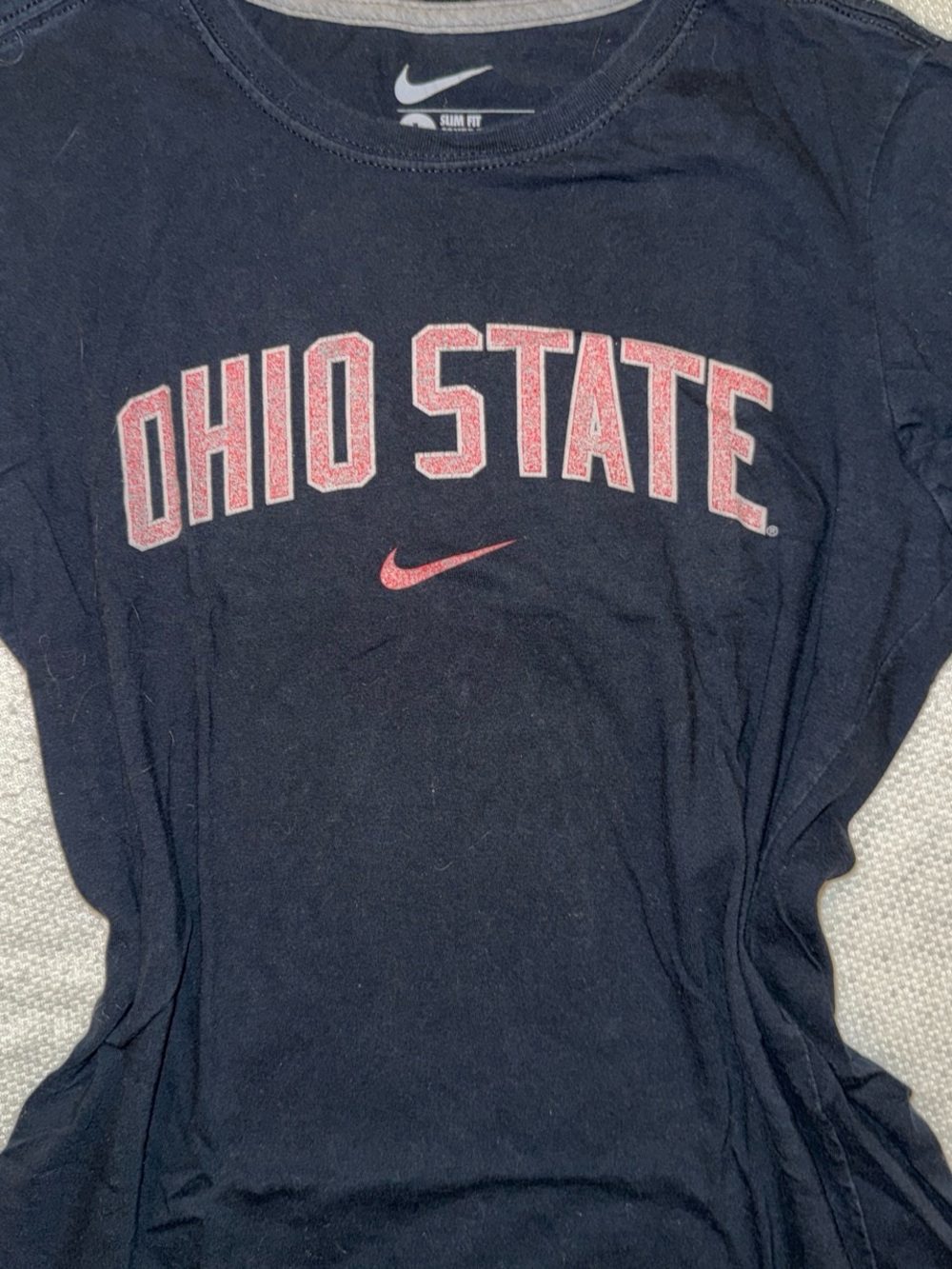 Nike Navy Ohio State Graphic Tee with Red Logo